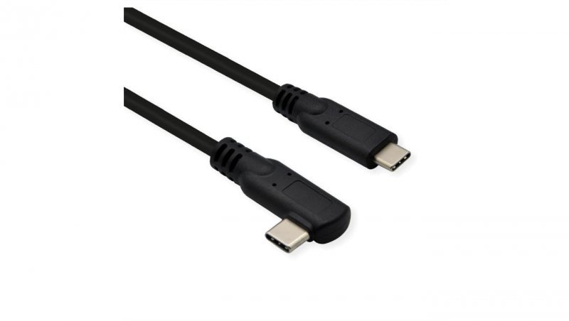 Kabel ROLINE USB 3.2 Gen 2x2, Emark, C-C, M/M, 20Gbit/s, 100W, haaks, zwart, 1 m