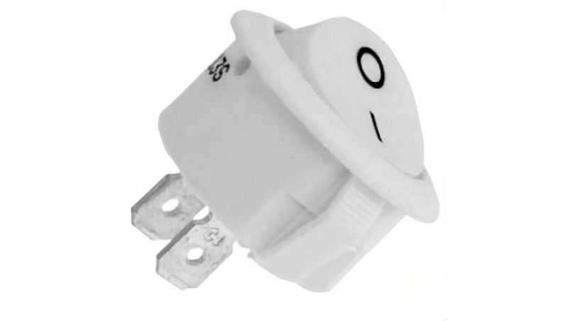 Wyłącznik kołyskowy okrągły 250V 10A 2pin/2poz biały