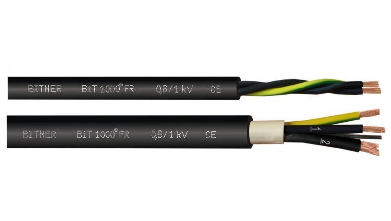 Kabel sterowniczy ziemny BiT 1000 FR 3x1mm2 czarny 0,6/1kV zasilający numerowany olejoodporny linka Bitner /100m/