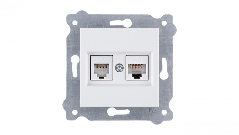 Gniazdo komputerowe kat.6 + gniazdo telefoniczne ( Kat. 6, Kat. 3, RJ45, RJ11 ) Biały 256/01