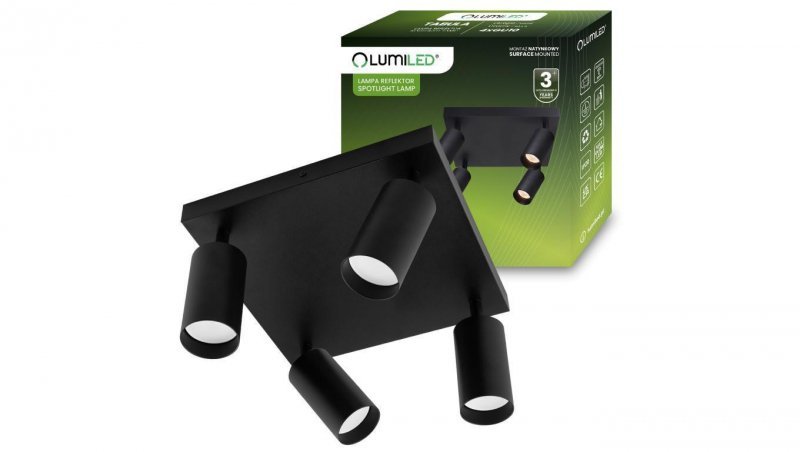 Lampa Sufitowa Plafon SPOT TUBA Reflektor Oprawa Halogenowa 4x GU10 TABULA LUMILED