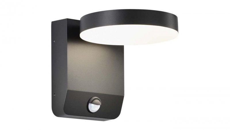 Lampa ścienna okrągła, kinkiet 350st LED 17W 2520lm 3000K czarny z czujnikiem ruchu barwa WW biała ciepła IP65 V-TAC VT-11020S-R