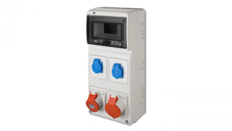 Rozdzielnica budowlana RS 8-mod. 2x2P+Z, 3P+N+Z 16A, 3P+N+Z 32A IP44 6243-00