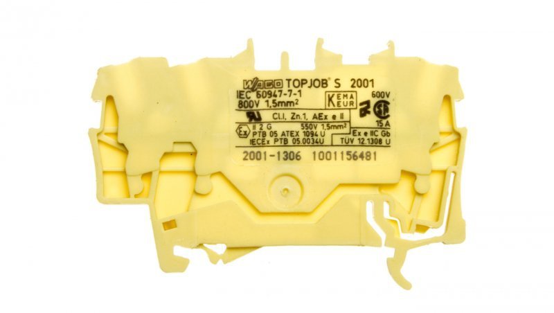 Złączka szynowa 3-przewodowa 1,5mm2 żółta TOPJOBS 2001-1306 /100szt./