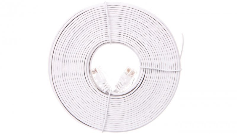 Kabel krosowy płaski patchcord U/UTP kat.5e biały 10m 93363