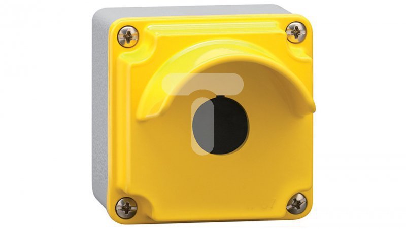 Metalowa obudowa pusta 1 otwór pokrywa żółta z osłoną LPZM1A5P