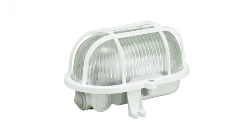 Oprawa kanałowa OWAL 60W E27 z siatką plastikową IP44 biała D.3151