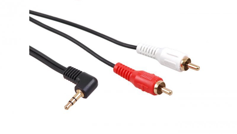 Przewód mini jack 3,5mm kątowy 2RCA 1m czarny MCTV-824 MCTV-824