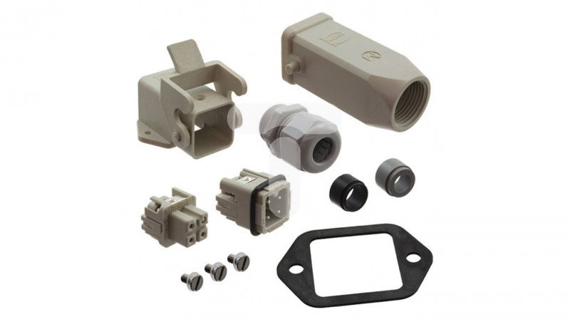 Obudowa termoplasytczna złącza HAN-KIT 3A 3+PE męski+żeński 230/400V 10A Han A wejście proste kątowe (gniazdo) M20 10200030004