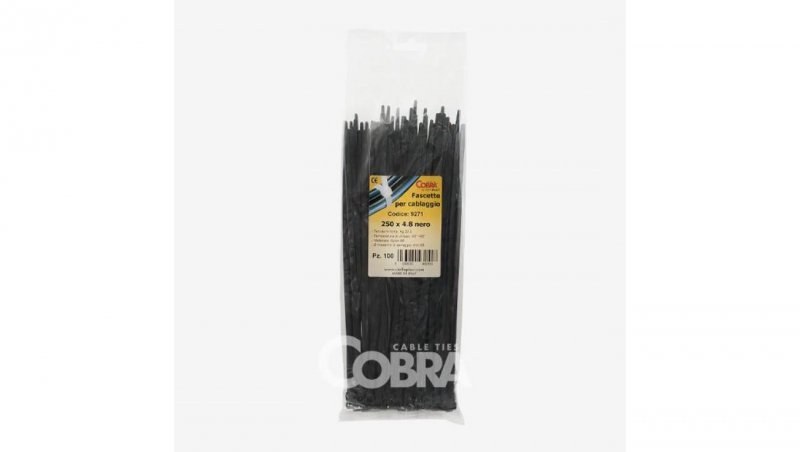 Opaska kablowa OPK 250x3,6 czarna UV COBRA /100szt./