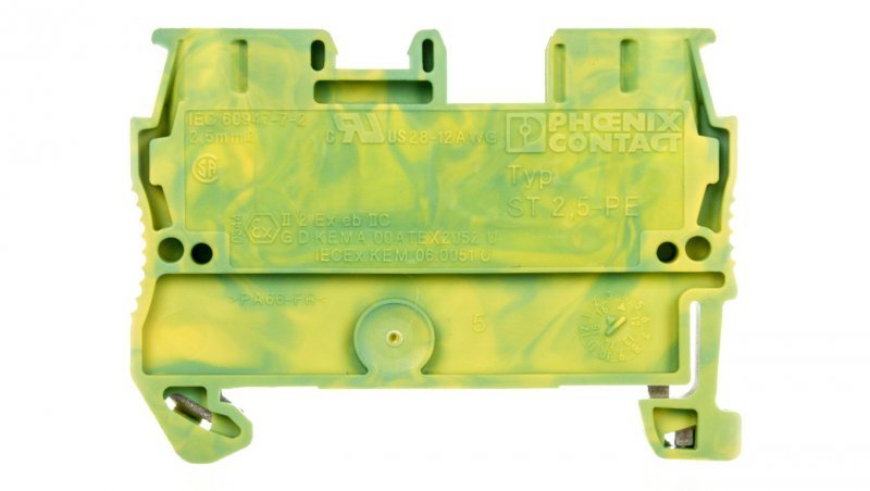 Złączka szynowa ochrona 2-przewodowa 0,08-4mm2 zielono-żółta ST-2,5 PE 3031238