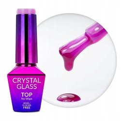 Top Hybrydowy MOLLYNAILS 10g Crystal Glass No Wipe Kolorowy Purple Fiolet