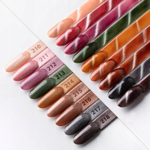 Lakier Hybrydowy MOLLYNAILS 8g LED/UV Polish Cat Eye Metallic Browns Nr218