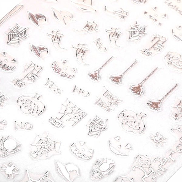 NAKLEJKA SAMOPRZYLEPNA CIENKA Srebrna Halloween Dynia Nietoperze