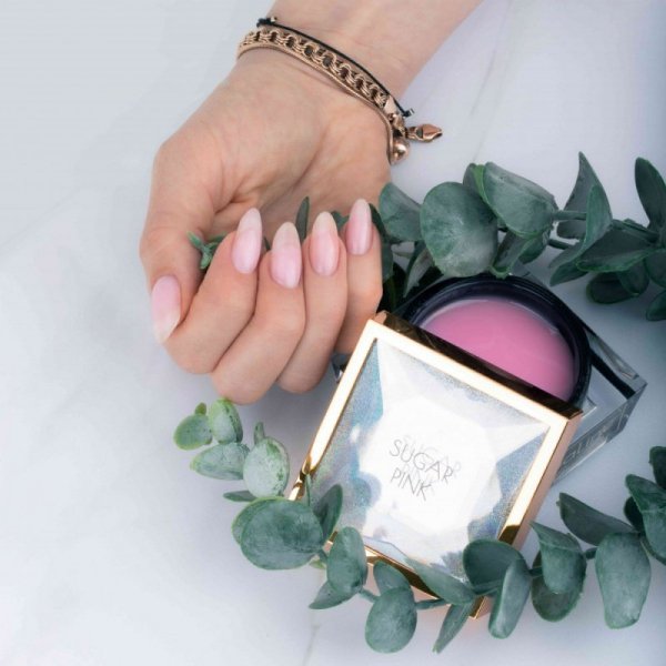 Żel budujący do paznokci HEMA/Di-HEMA Free z olejkiem z drzewa herbacianego MollyLac HerbaLine Sugar Pink by Gosia Kruś 15g