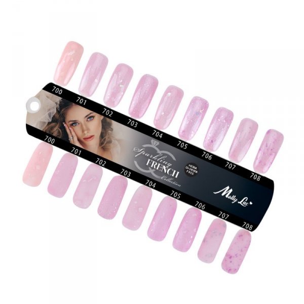 2+1gratis Lakier hybrydowy MollyLac Sparkling French Wedding party HEMA/Di-HEMA Free 10g Nr 701