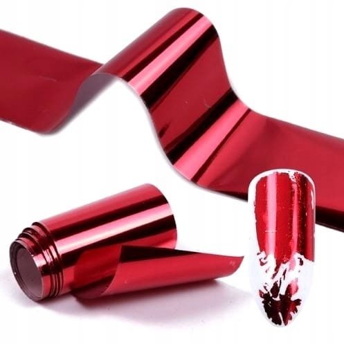 Folia czerwona transferowa do zdobień manicure