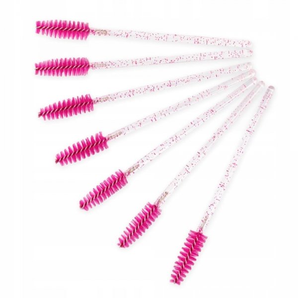 Szczoteczka do rzęs nylonowa różowa - patyczek przezroczysty/różowy 50szt