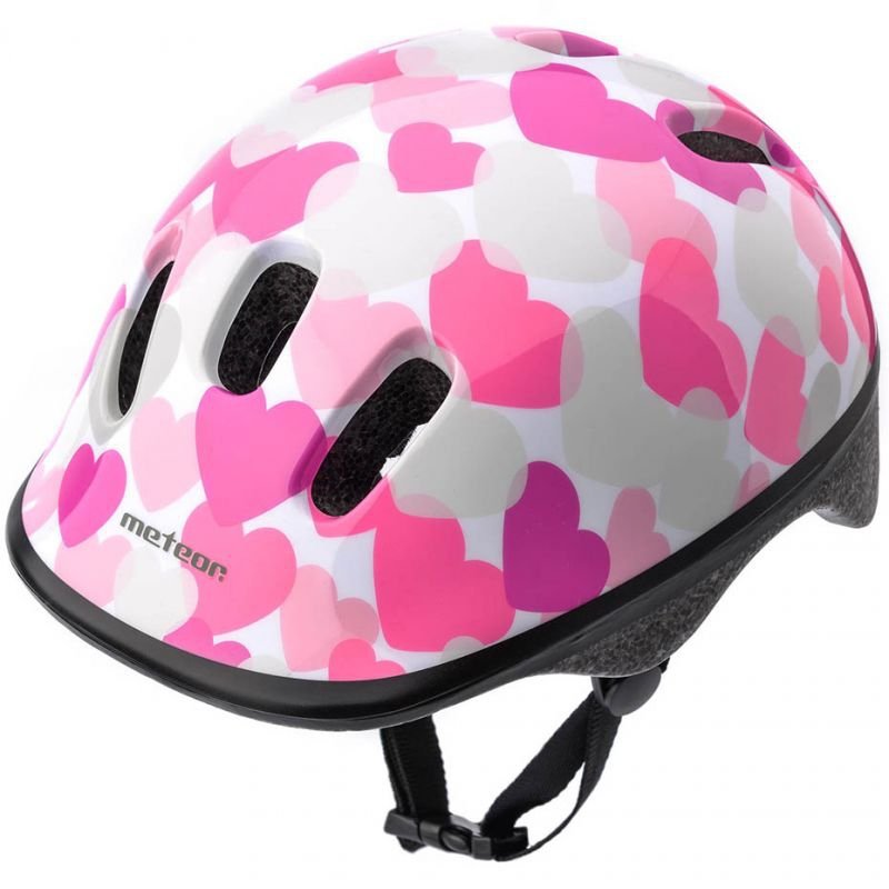 Kask rowerowy Meteor KS06 Hearts pink roz S 48-52cm Jr 24819