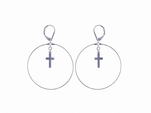 Kolczyki koła z krzyżami (P15021AG)