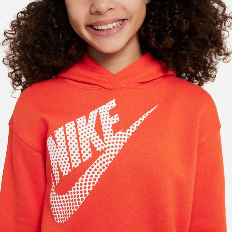 Bluza Nike NSW OS PO Hoodie Jr girls DZ4620 633 czerwony M (137-147)