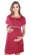 MijaCulture - 2 in1 Maternity and nursing / breastfeeding 100% cotton nightdress / gown 4025/M40 Burgundy