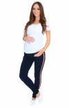 MijaCulture Casual maternity pants with stripe Tommy 9090 dunkelblau