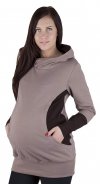 MijaCulture – 2 in 1 Maternity & Nursing breastfeeding warm Hoodie Top Pullover 3078A/M06 Brown / Cappuccino