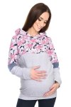 MijaCulture – Cute 2 in1 Maternity and Nursing Pullover Sweater Sweatshirt Jane 7144 Melange / Apricot / Grey