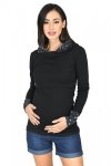 MijaCulture – 3 in1 maternity hoodie, for breastfeeding and after „Neli” M007 black /stars