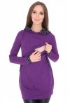 MijaCulture – 2 in 1 Maternity & Nursing Breastfeeding Warm Hoodie Top Pullover 3077A/M07 Purple