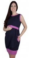 MijaCulture – 3in1 Elent Maternity & Nursing Pregnancy Dress easy breastfeeding Fiona 7111 Navy / Pink