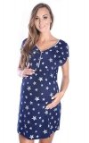 MijaCulture - 2 in1 Maternity & Nursing / Breastfeeding 100% Cotton Nightdress 4061/M54 Navy / Stars