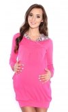 MijaCulture – 2 in 1 Maternity & Nursing breastfeeding warm Hoodie Top Pullover Mimi 7102A  Pink