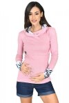 MijaCulture – 3 in1 maternity hoodie, for breastfeeding and after „Neli” M007 pink