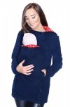 MijaCulture - Maternity Polar warm fleece Hoodie / Pullover for two / for Baby Carriers 3073A Navy