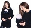 MijaCulture - Maternity Polar warm fleece Hoodie / Pullover for two / for Baby Carriers 3073A Black