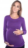 MijaCulture – 2 in 1 Maternity and Nursing Shirt top 95% Cotton 3075  Purple