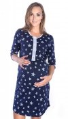 MijaCulture - 2 in1 Maternity & Nursing / Breastfeeding 100% Cotton Nightdress 4016/M31 Navy / Stars