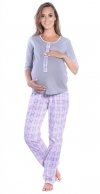 MijaCulture - 3 w 1 piżama ciążowa i do karmienia 4054/M52 szary/jasny róż