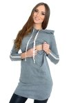MijaCulture - bluza 3 w 1 ciążowa i do karmienia z kapturem „Melanie” 7136 melanż