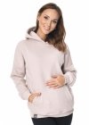 MijaCulture - 3 w 1 ciepła bluza ciążowa i do karmienia z kapturem „Molly ” M001 beż