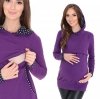 MijaCulture - 3 w1 bluza ciążowa i do karmienia z kapturem 3077/M07 fiolet