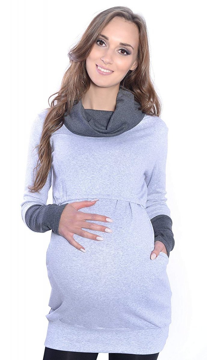 MijaCulture - 2 in1 Maternity &amp; Nursing breastfeeding warm Sweatshirt Pullover Maddy 7115A Melange / Graphit