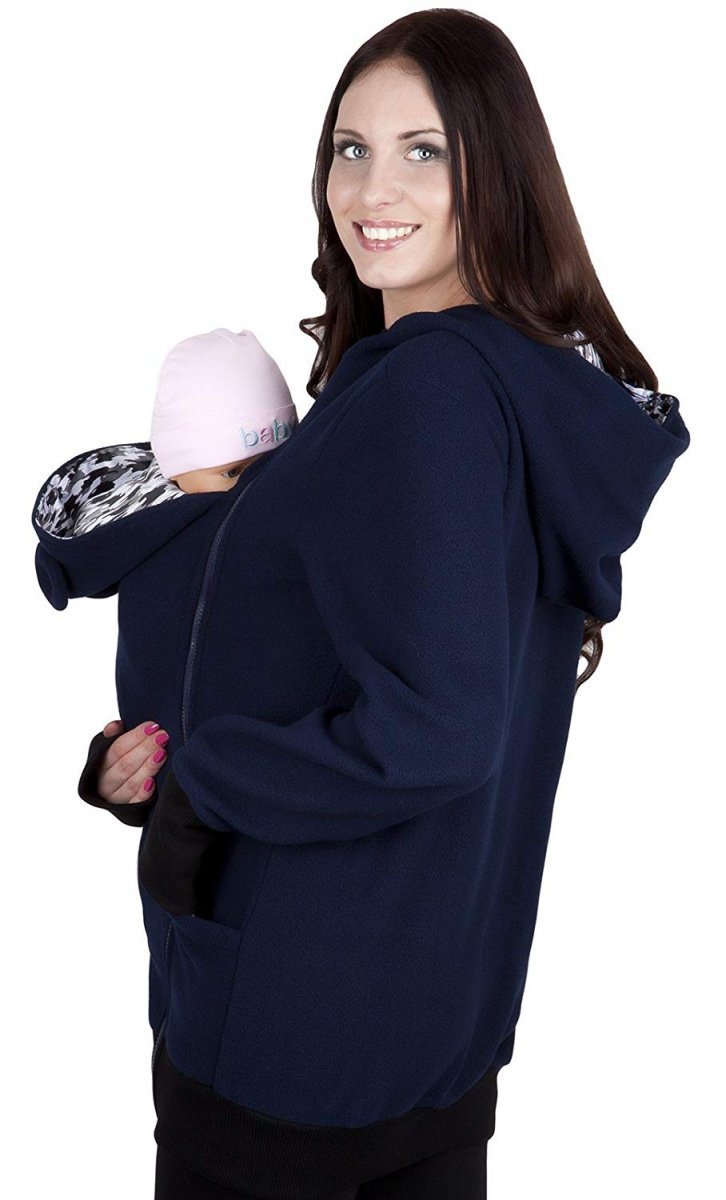 MijaCulture - Maternity Polar warm fleece Hoodie / Pullover for two / for Baby Carriers 4019A/M21  Purple