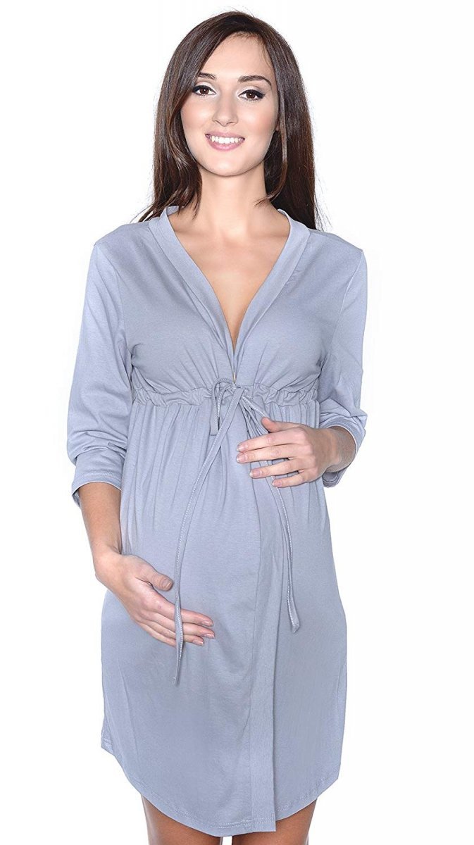 Mija Culture Maternity and Nursing / Breastfeeding Very Nice Dressing Gown 4026/M42  Grey