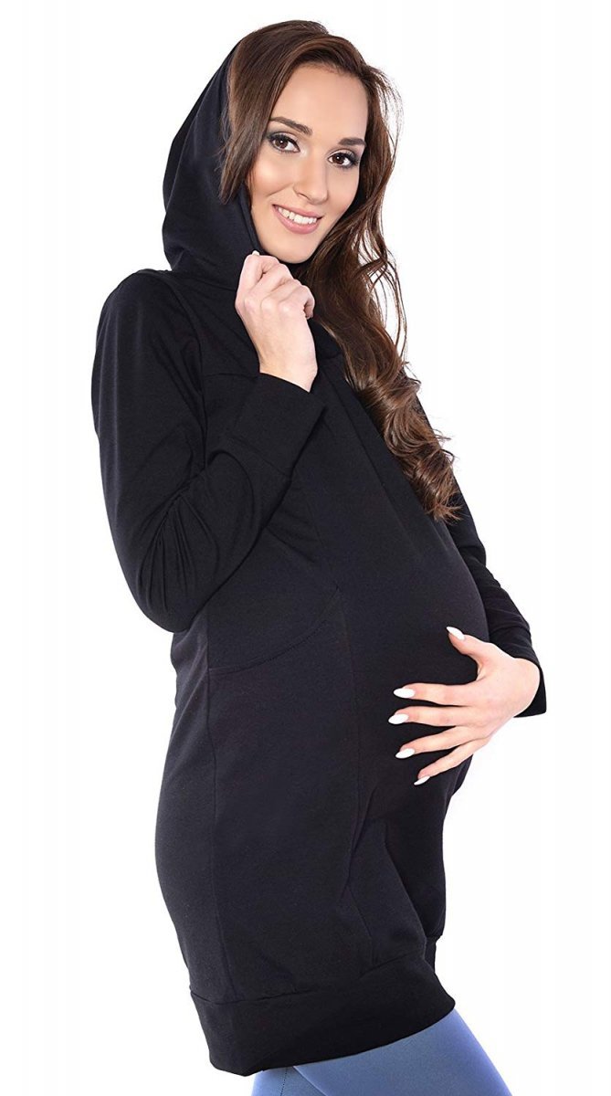 MijaCulture – 2 in1 Maternity and Nursing pullover jumper sweatshirt Tunic &quot;Lila&quot; 1036  Black