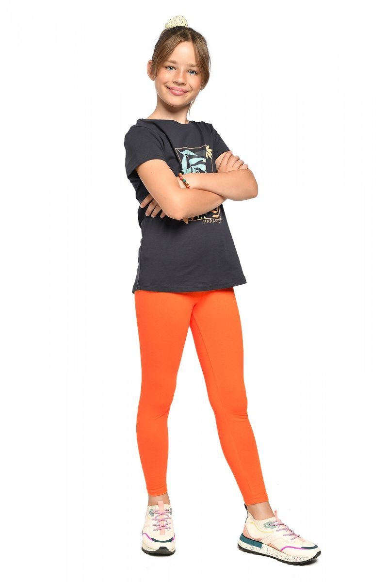 Girls long leggings for children Zoe orange