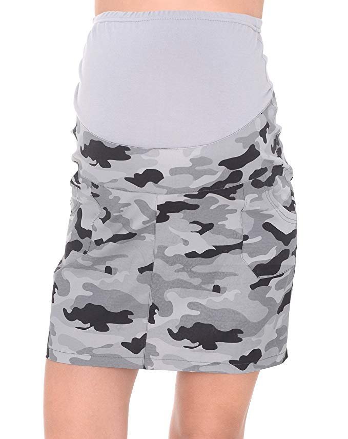 MijaCulture – Maternity pregnancy Denim skirt with soft jersey panel 3047/M59  Moro / Grey