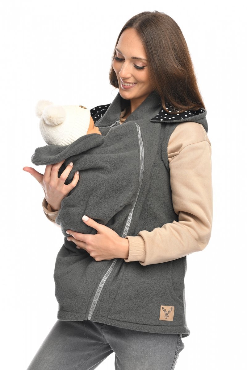 MijaCulture - Maternity Polar warm fleece Vest for two / for Baby Carriers 4131 Grey
